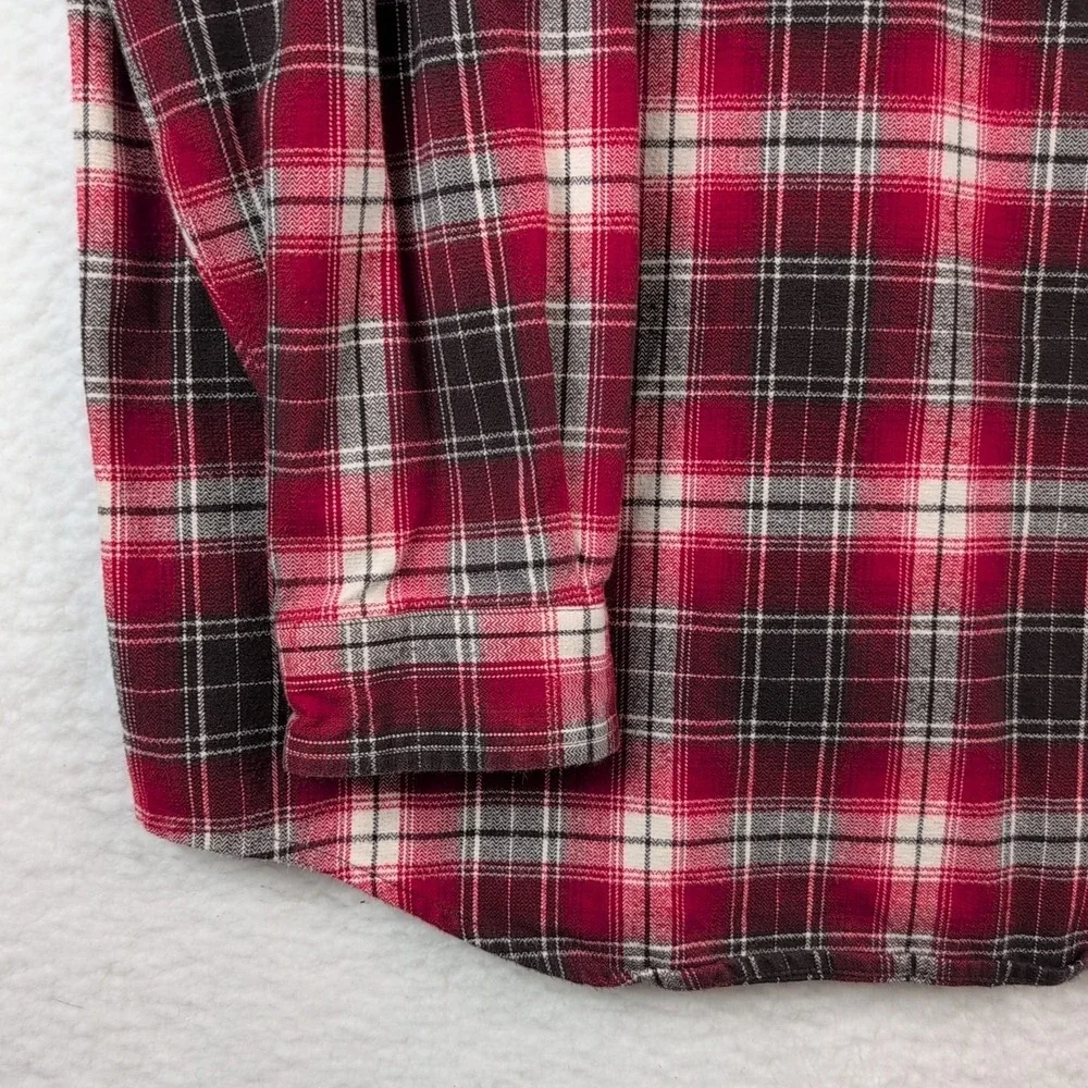 Carhartt‎ Hubbard Plaid Button Up Shirt Men's XL TALL Long Sleeve Red Brown